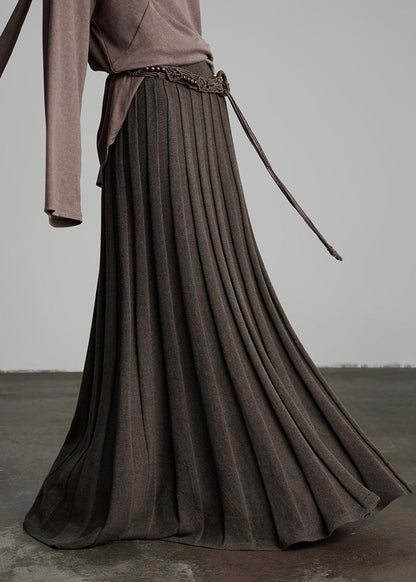 Französischer Kaffee Konkavstreifen Elastischer Bund Strickrock Herbst