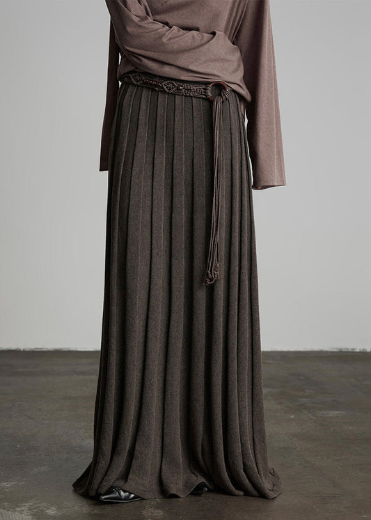 Französischer Kaffee Konkavstreifen Elastischer Bund Strickrock Herbst