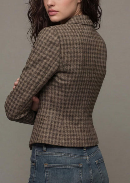 French Coffee Peter Pan Collar Button Blazer Jackets Coat Fall