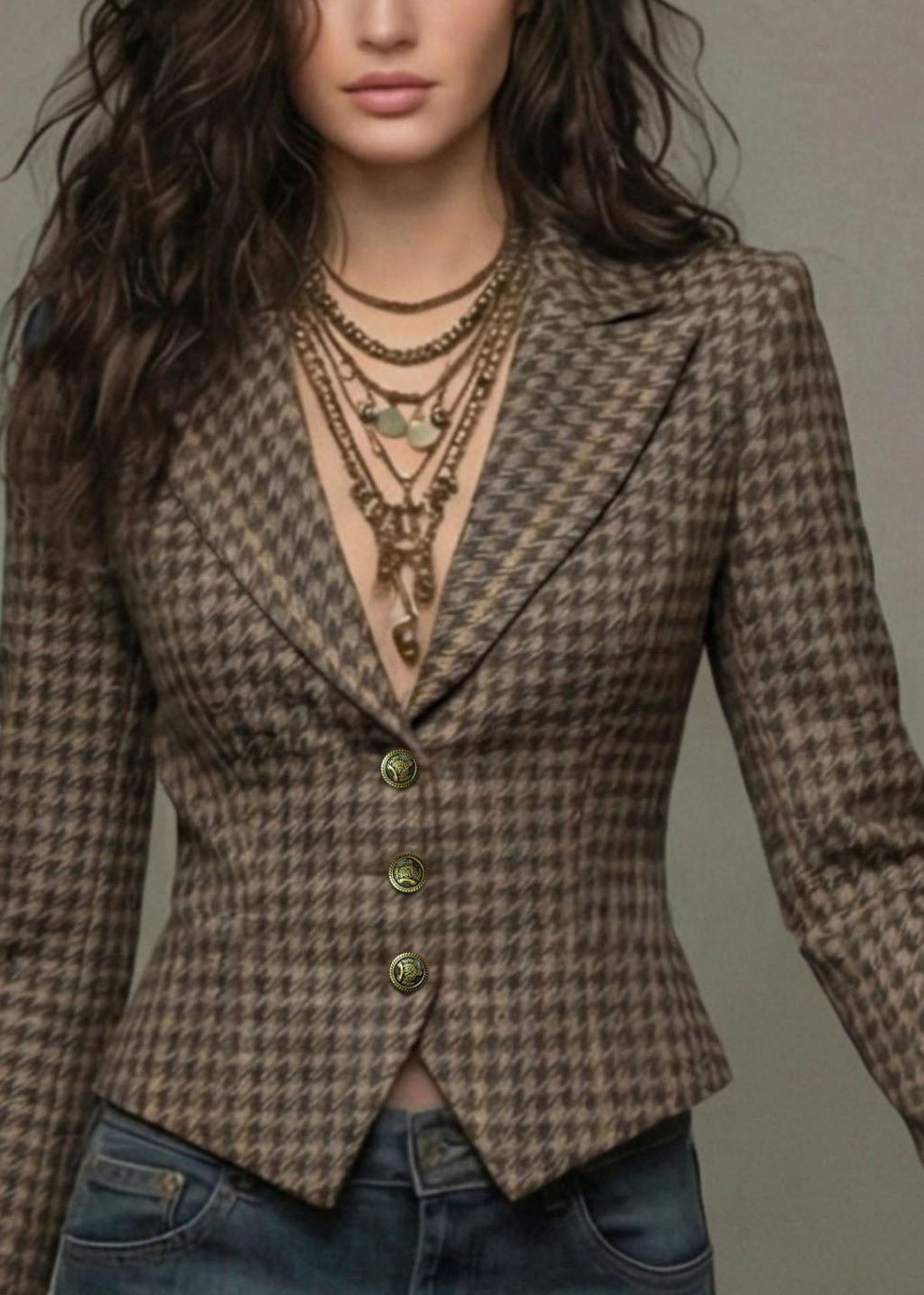French Coffee Peter Pan Collar Button Blazer Jackets Coat Fall
