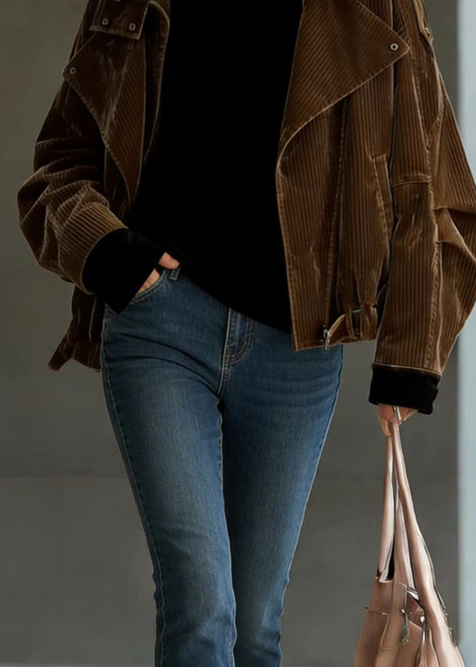 French Coffee Peter Pan Collar Fur Fine Cotton Filled Jackets Winter