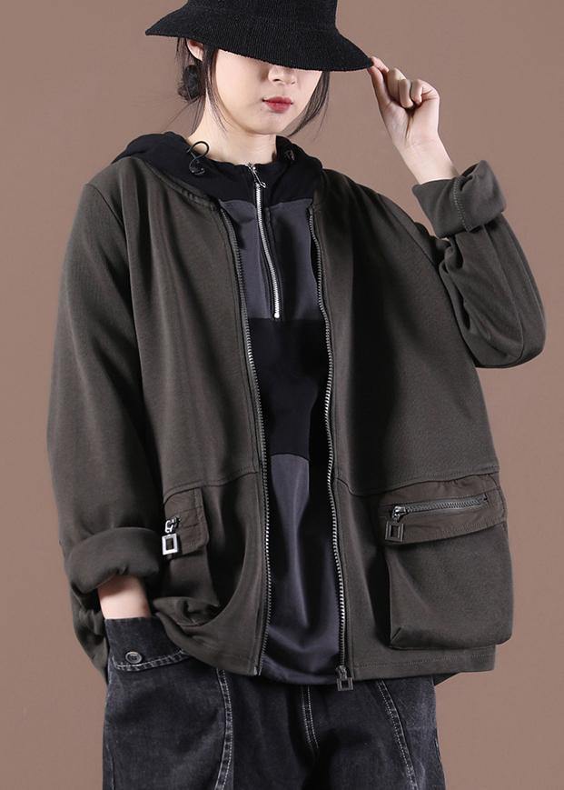 French Coffee Pockets Spring Hoodies Outwear - SooLinen