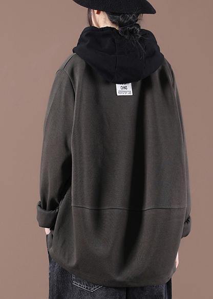 French Coffee Pockets Spring Hoodies Outwear - SooLinen