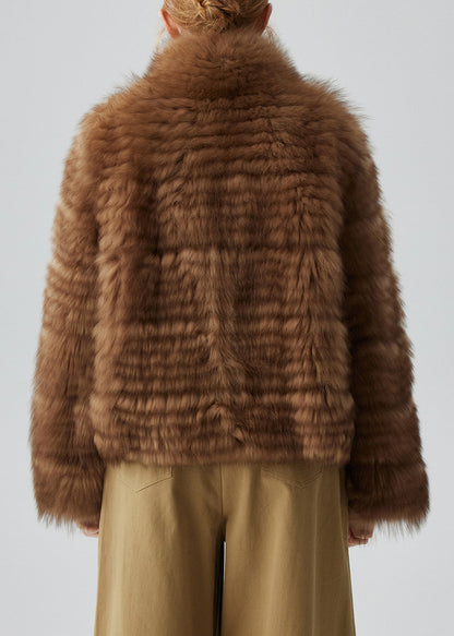 Französische Kaffeejacke, Stehkragen, Taschen, Leder- und Pelzmäntel, Winter