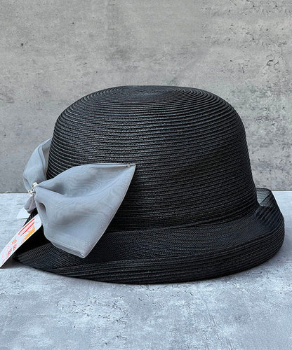 French Coffee Tulle Bow Patchwork Bucket Hat