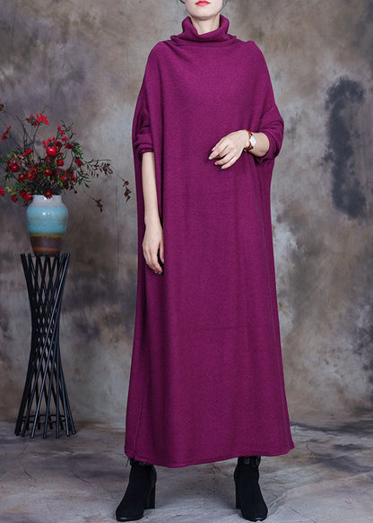 Französische Schokoladenrollkragen-Strickkleider Frühling