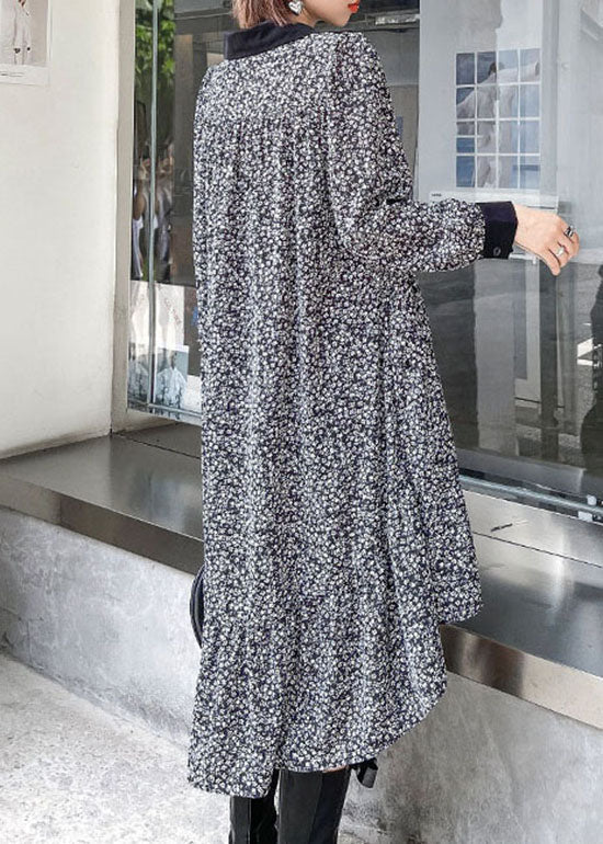 Französisches Colorblock-Low-High-Design mit V-Ausschnitt, Patchwork-Seiden-Mid-Kleid, Frühling