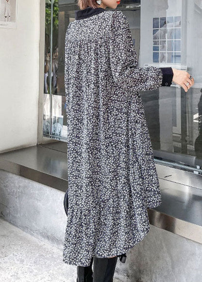 Französisches Colorblock-Low-High-Design mit V-Ausschnitt, Patchwork-Seiden-Mid-Kleid, Frühling