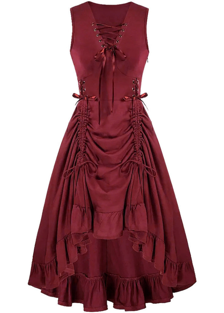 Ärmellose Partykleider aus Baumwolle mit gekreuzten Trägern und Kordelzug