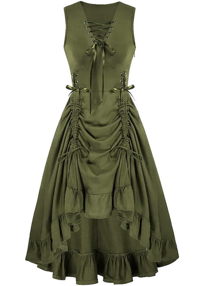 Ärmellose Partykleider aus Baumwolle mit gekreuzten Trägern und Kordelzug