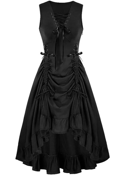 Ärmellose Partykleider aus Baumwolle mit gekreuzten Trägern und Kordelzug