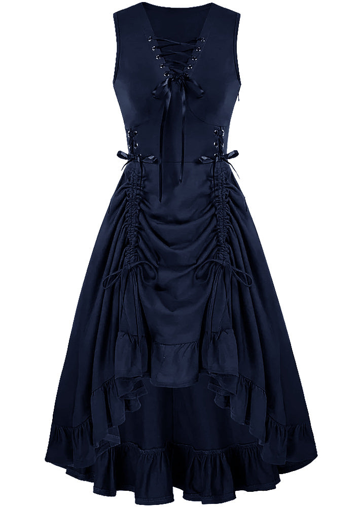 Ärmellose Partykleider aus Baumwolle mit gekreuzten Trägern und Kordelzug