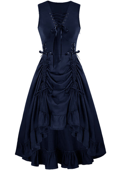 Ärmellose Partykleider aus Baumwolle mit gekreuzten Trägern und Kordelzug