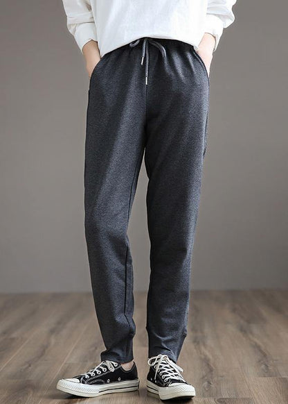 French Dark Gray Wild Pants Trendy Spring Elastic Waist Fashion Ideas Wide Leg Pants - SooLinen