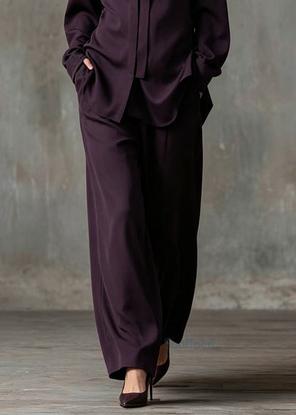 French Dark Purple Oversized Spandex Two Pieces Set Fall