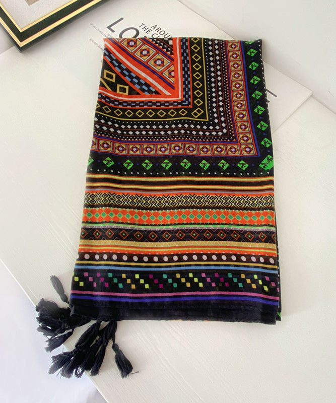 Baumwollschal mit französischem geometrischem Muster und Quasten