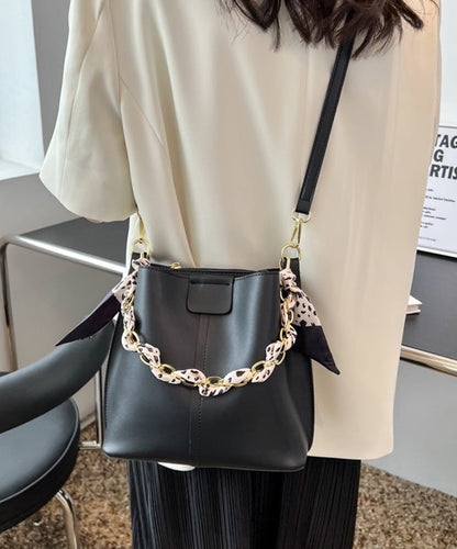 French Green Calf Leather Chain Linked Bucket Bag