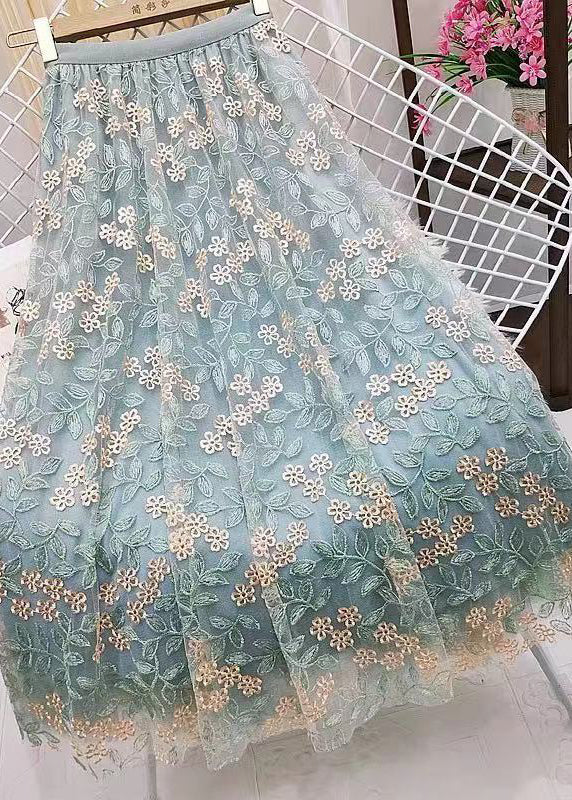 Französische grüne lässige bestickte gerade Herbströcke