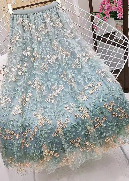 Französische grüne lässige bestickte gerade Herbströcke