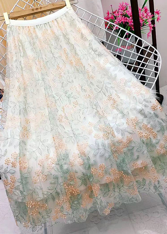 Französische grüne lässige bestickte gerade Herbströcke