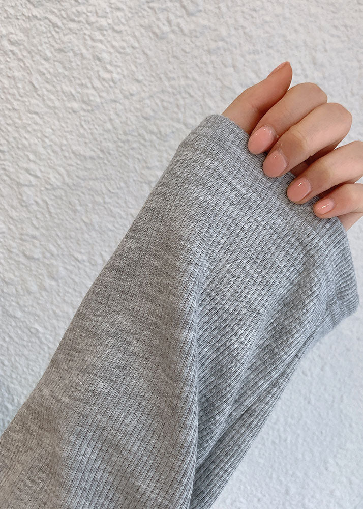 Französisch Grau Kapuzen Casual Maxi Kleider Frühling