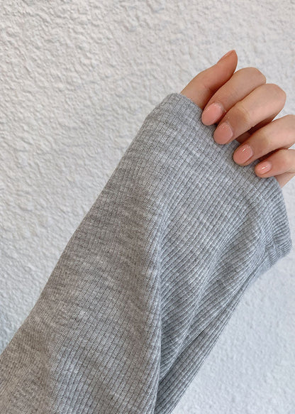 Französisch Grau Kapuzen Casual Maxi Kleider Frühling