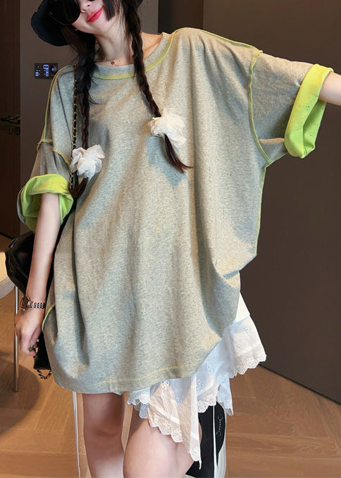 Französischgraue Oversize-Baumwoll-Tanktops, beidseitig tragbar, Sommer