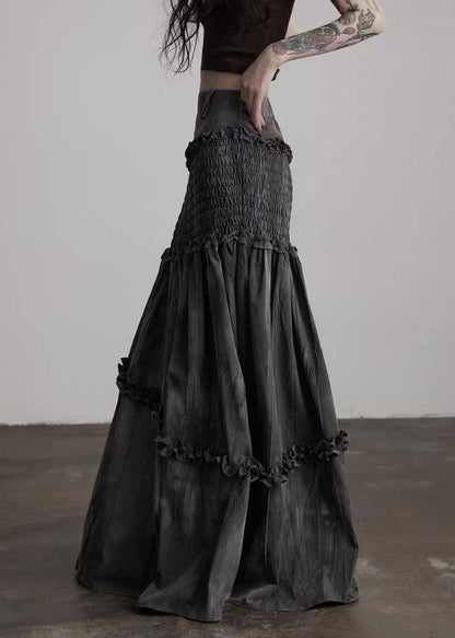 Französische graue Rüschen-Patchwork-Baumwollröcke, Frühling