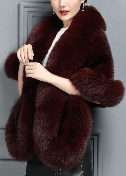 French Grey Warm Faux Fox Fur Ladies' Shawl Winter