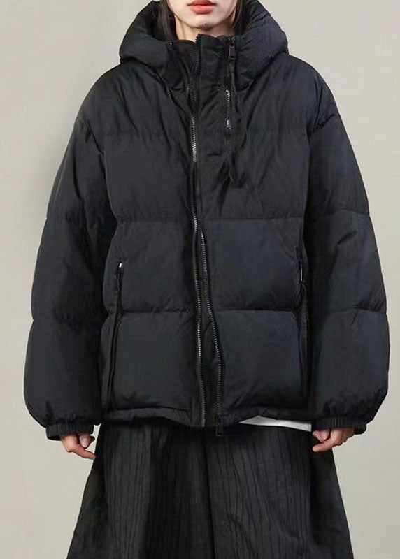 Französisch Khaki Kapuzentaschen Dicke Entendaunen Pufferjacke Winter