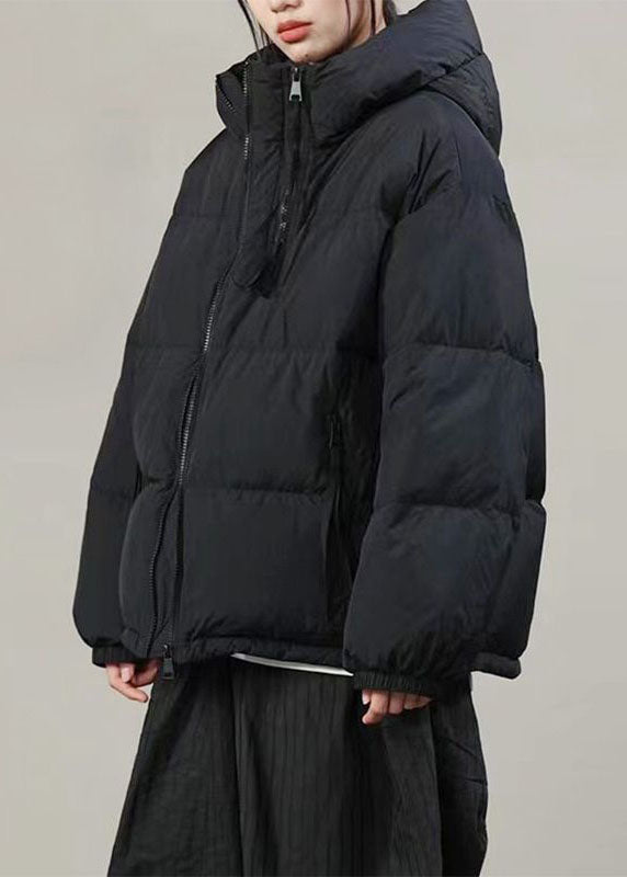 Französisch Khaki Kapuzentaschen Dicke Entendaunen Pufferjacke Winter