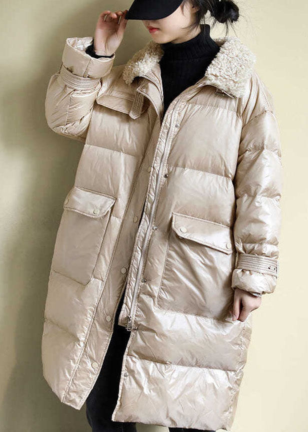 Französisch Khaki Zip Up Feine Baumwolle Gefüllt dicken Mäntel Winter