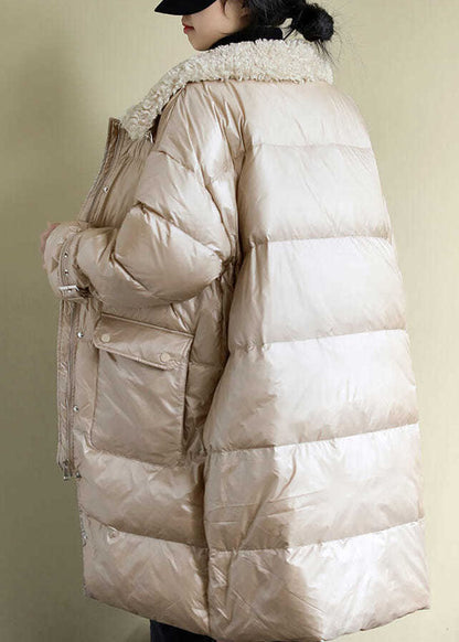 Französisch Khaki Zip Up Feine Baumwolle Gefüllt dicken Mäntel Winter