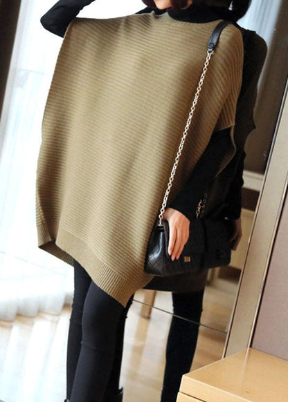 Französische hellgrüne O-Ausschnitt-Mode-Patchwork-Herbst-Strickweste