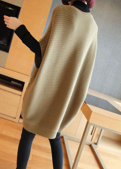 Französische hellgrüne O-Ausschnitt-Mode-Patchwork-Herbst-Strickweste