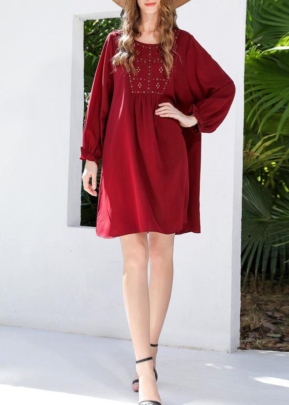 French Mulberry fashion Chiffon long sleeve Spring Vacation Dresses - SooLinen