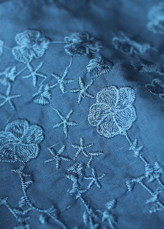 Blusas de algodón bordadas con cuello redondo y media manga con estampado francés