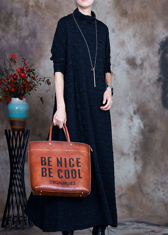 Französisch Navy Rollkragen Kreis asymmetrische design Herbst Langarm Lange Kleider