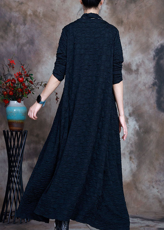 Französisch Navy Rollkragen Kreis asymmetrische design Herbst Langarm Lange Kleider