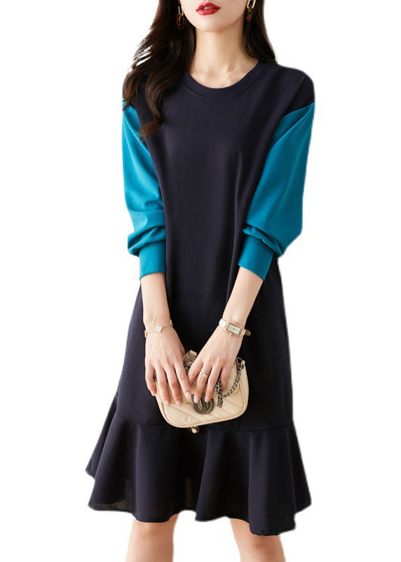 Französische Marinemode Sweatshirt Straßenkleid Winter