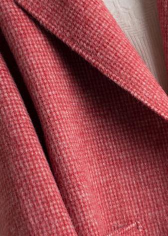 French Notched pockets Fashion tunic coat rose plaid daily outwear - SooLinen