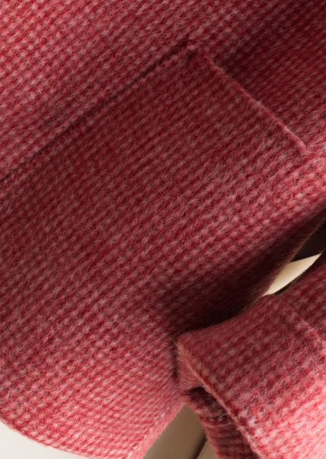 French Notched pockets Fashion tunic coat rose plaid daily outwear - SooLinen