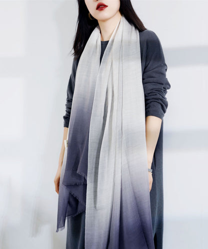 Französischer Kaschmirschal mit Farbverlauf in Pfauenblau