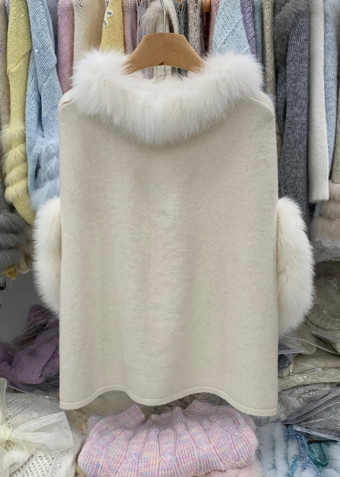 Französischer rosa Fuchskragen, abnehmbarer dicker Baumwollstrickpullover, Winter