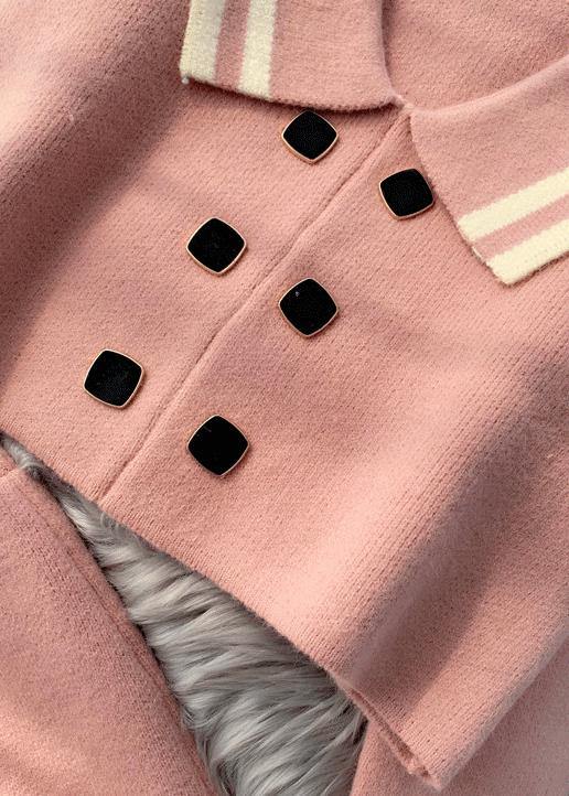 French Pink Knitted suit women's new short sweater Pullover skirt two piece set in early autumn 2021 - SooLinen