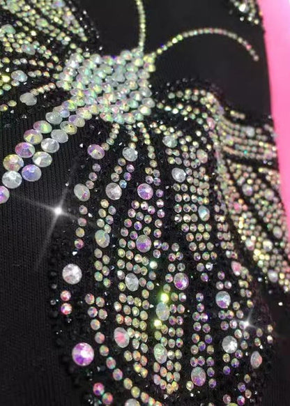 French Pink Zircon Butterfly Cotton Pants Fall