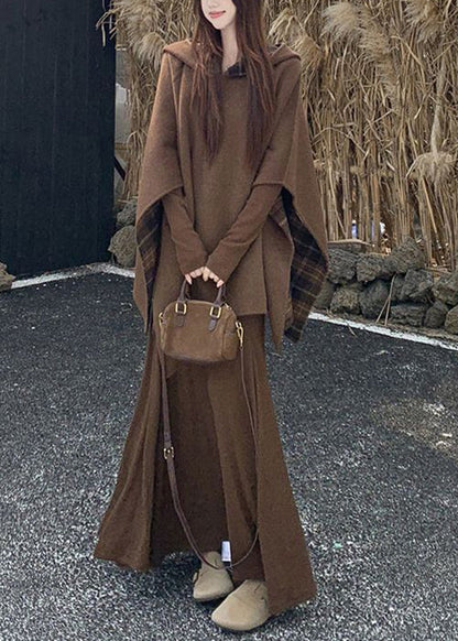 Zweiteiliges Set aus Baumwolle mit Kapuze und französischem Karomuster, beidseitig tragbar, für den Frühling