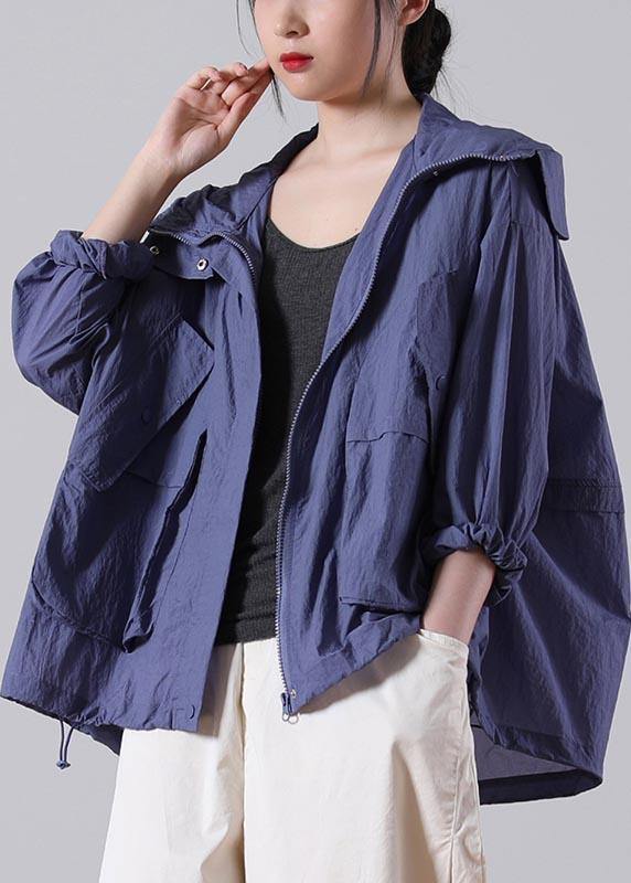 French Purple Low High UPF 50+ Coat Jacket Summer Hoodie Coat - SooLinen