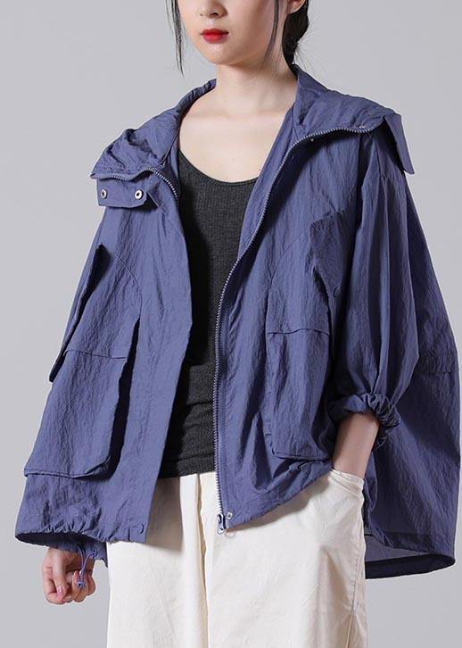 French Purple Low High UPF 50+ Coat Jacket Summer Hoodie Coat - SooLinen