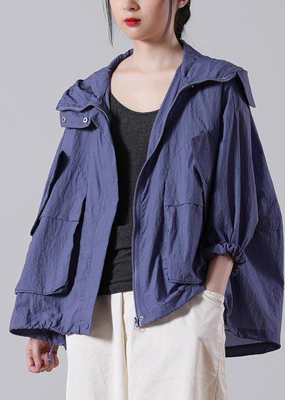 French Purple Low High UPF 50+ Coat Jacket Summer Hoodie Coat - SooLinen